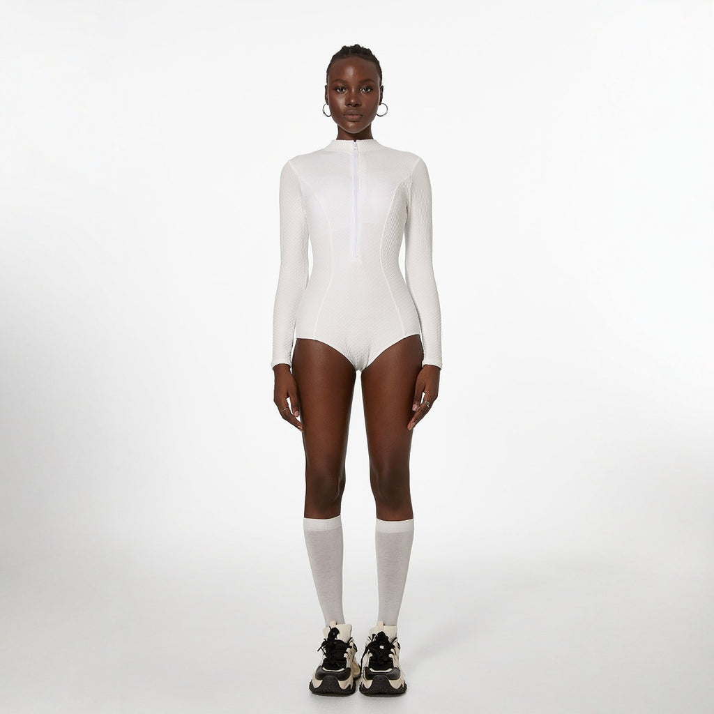 White long-sleeved swimming suit
