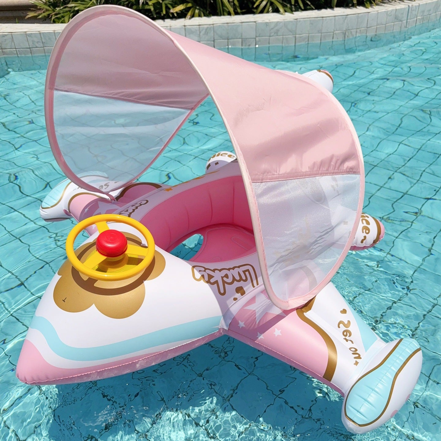 Children Inflatable Swim Seat Ring with Sunshade