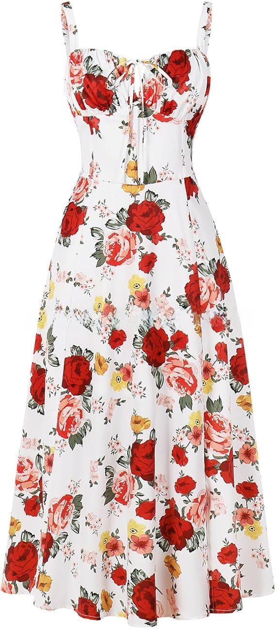 Summer Printed Tie-Up Strap Dress with Back Tie Long Dress