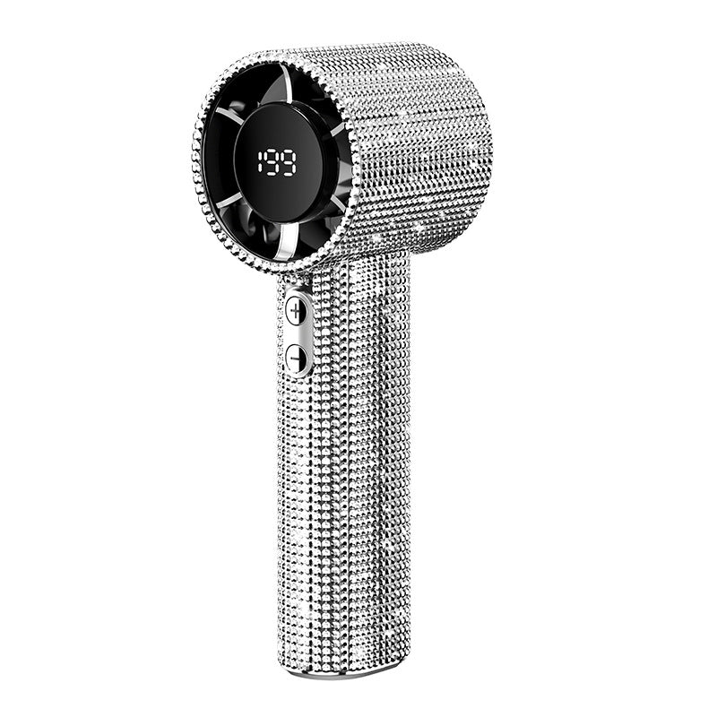 Handheld Bedazzled fan with digital display