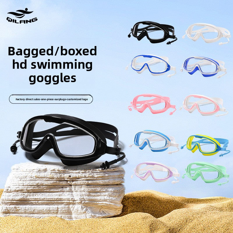 Adult Anti-Fog Swimming Goggles with Earplugs
