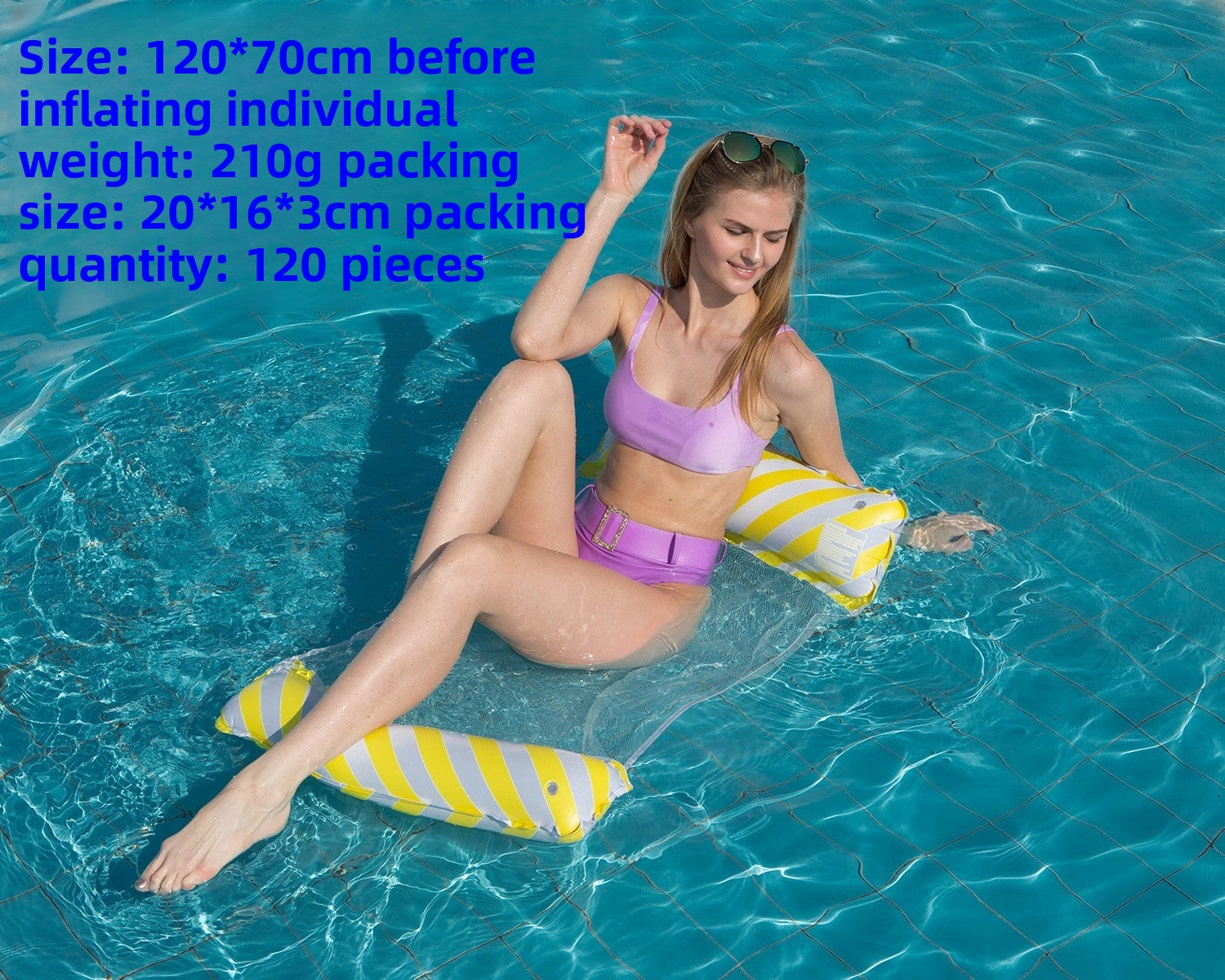 Foldable inflatable backrest striped float