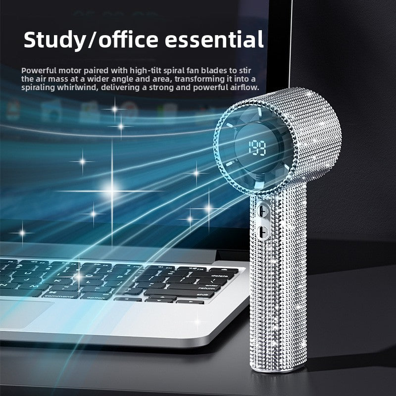 Handheld Bedazzled fan with digital display