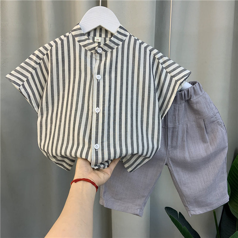 Boys Summer Cotton Linen Shirt Set