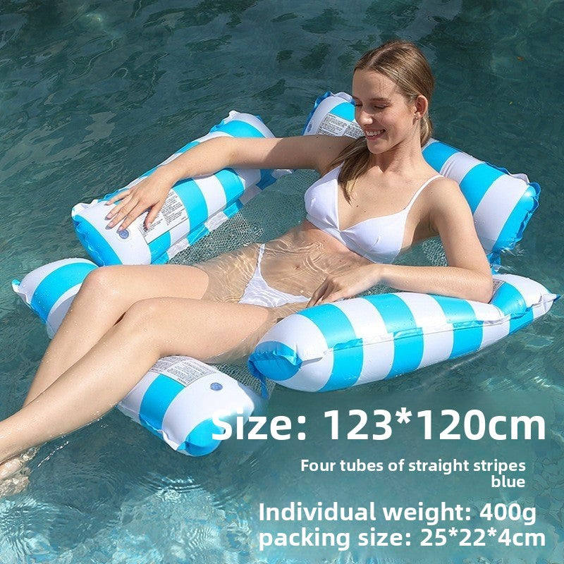 Foldable inflatable backrest striped float