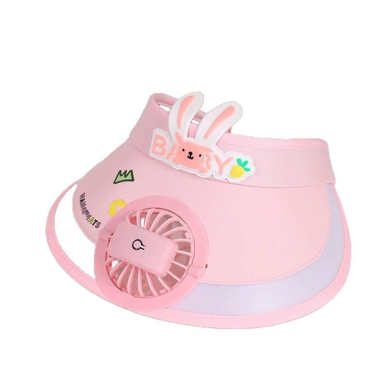 Summer children's sun hat with built-in charging fan