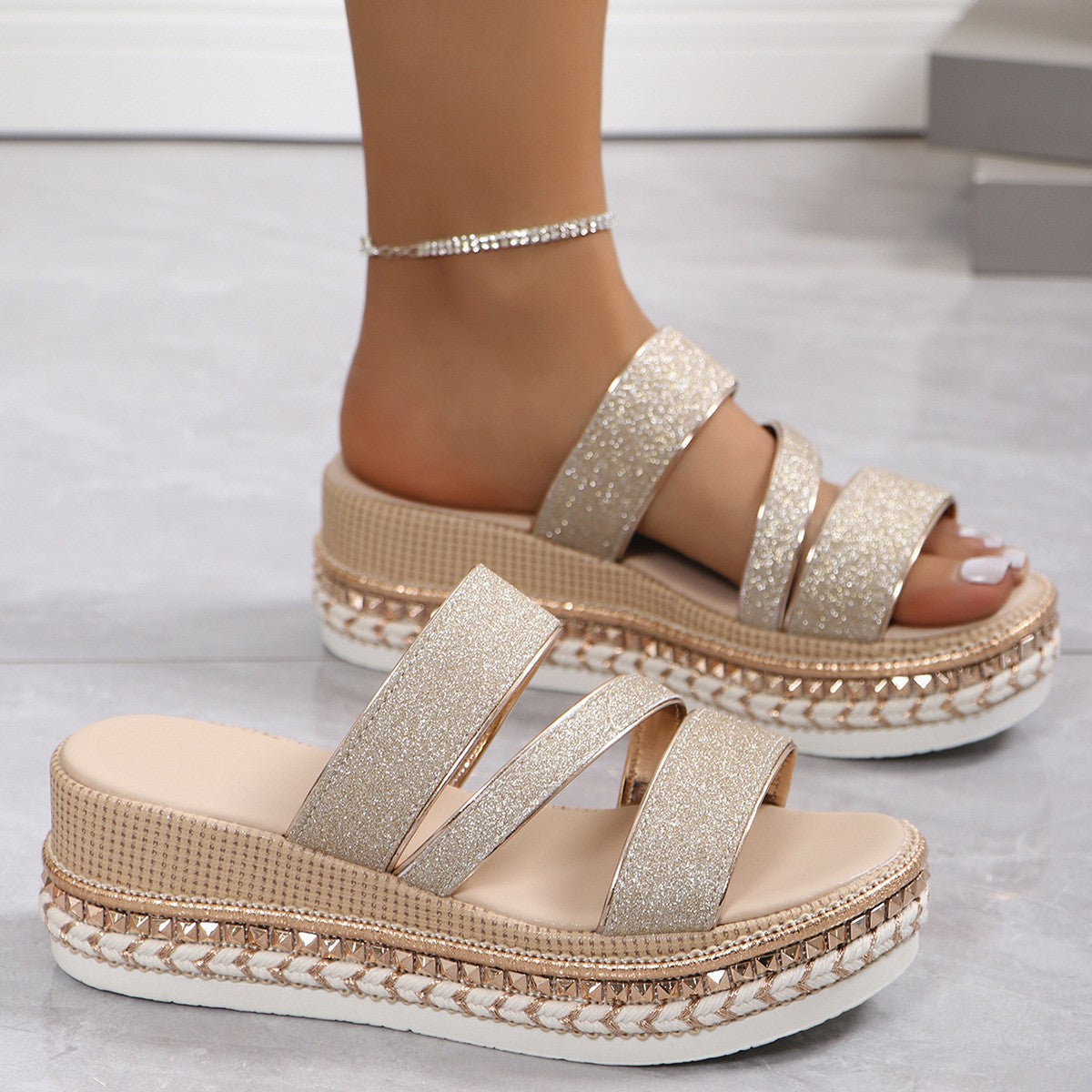 Buckle Wedge Sandals